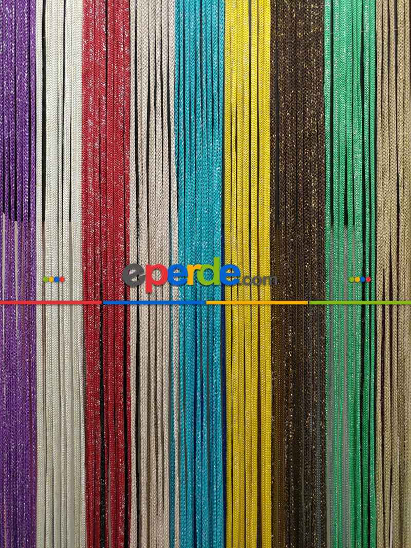 Bej Altın Rengi Simli İp Perde Jumbo Zincir Serisi- Bej-altın