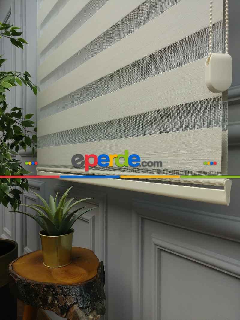 Karartma Zebra Perde - Blackout Zebra Perde-ışık Geçirmez Zebra Perde- Bej