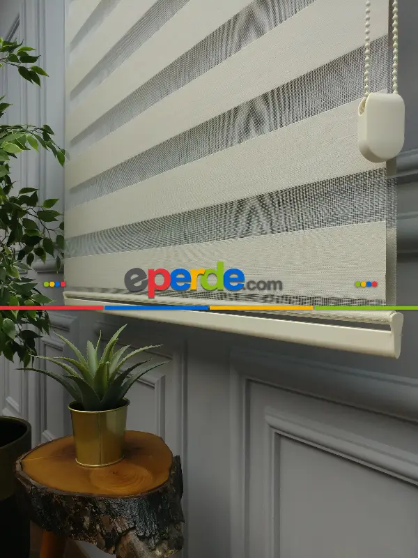 Salon Zebra Perde - Karartma Zebra Perde - Blackout Zebra Perde-ışık Geçirmez Zebra Perde- Bej