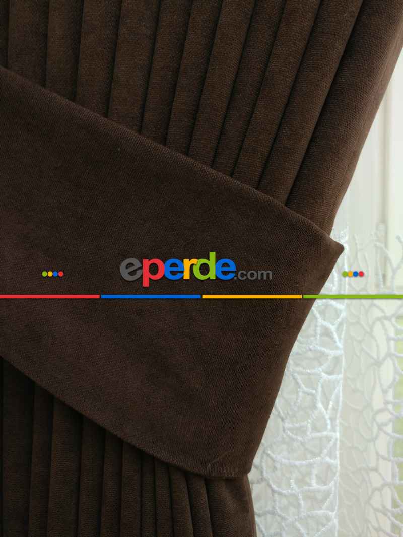 Kahverengi Düz Fon Perde ( Dökümlü Fon )- Acı Kahve