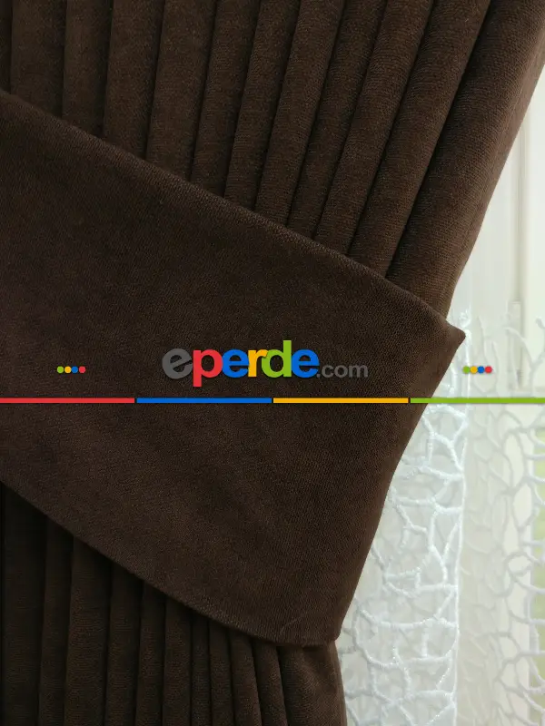 Saon Perdesi - Kahverengi Düz Fon Perde (  Dökümlü Fon )- Acı Kahve