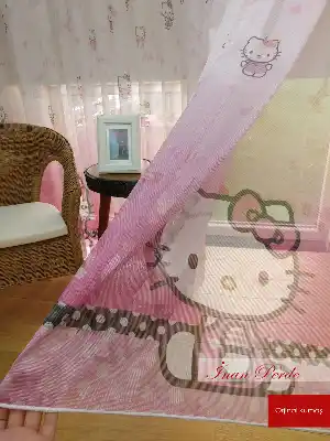 Kız Bebek Odası Tül Perde - Hello Kitty Baby Desenli Tül Perde- Pembe