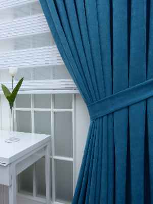 Petrol Mavisi Fon Perde- Mavi