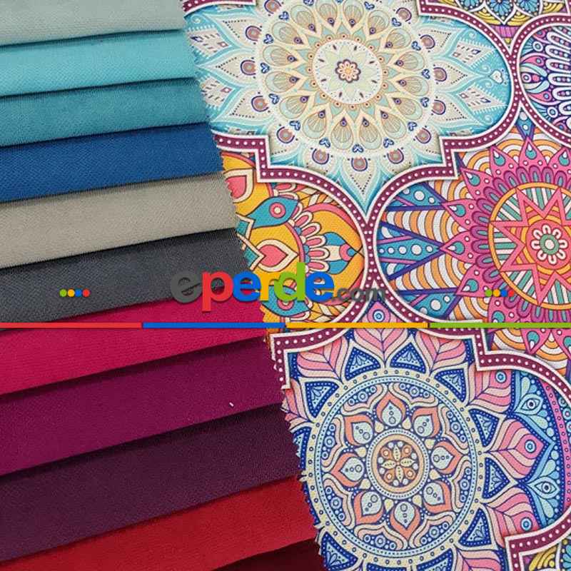 Mutfak Perdesi Kanat Fon Perde Patcwork Desenli- Turkuaz