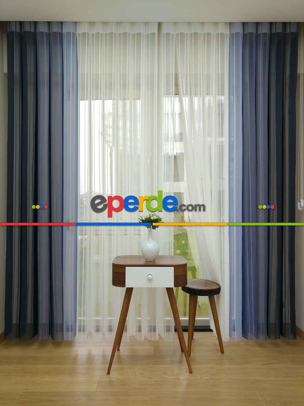 Salon - Akıllı Tül Perde 1. Kalite Çizgili Tül Dikey Zebra Perde Füme Gri Lila Ekru- Gri-Füme-Antrasit