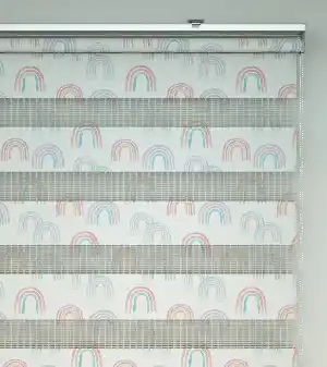 Gökkuşağı Desenli Baskılı Zebra Perde- Çok Renkli