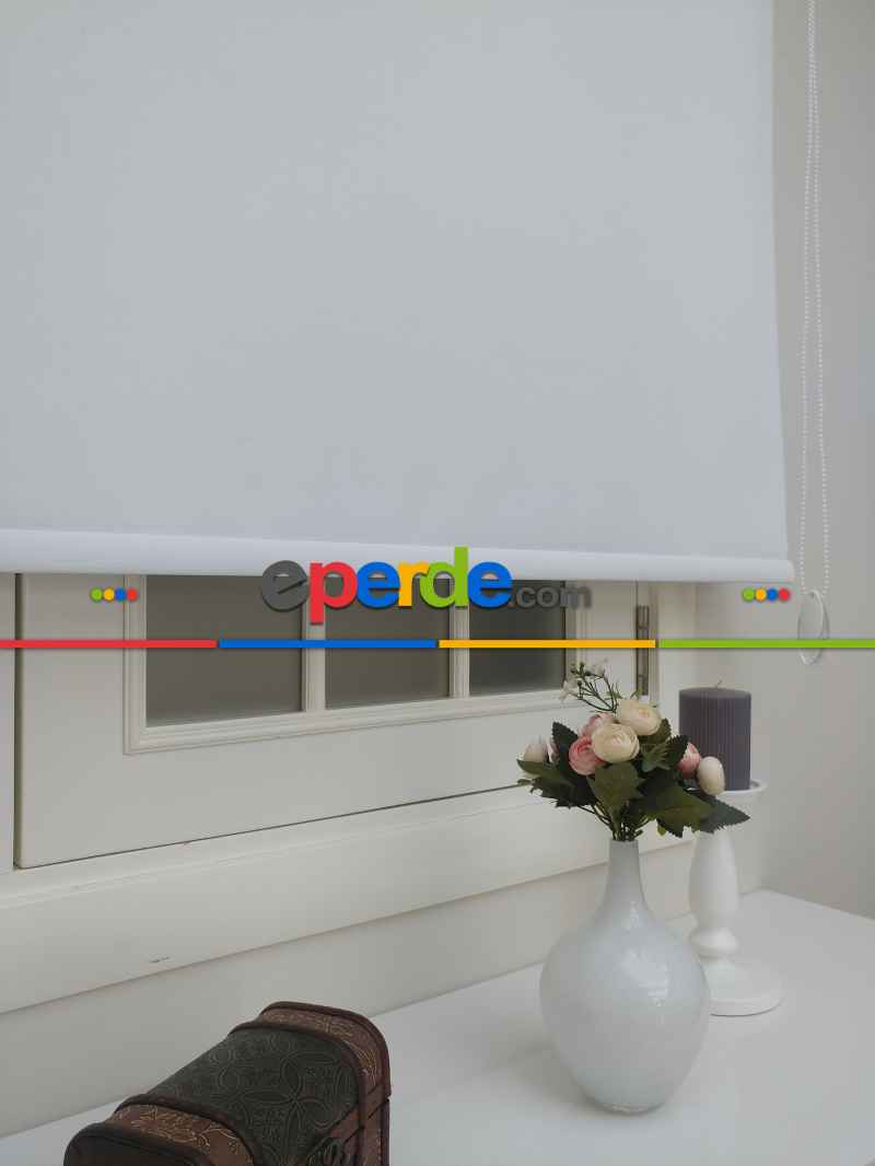 Yıkanabilir Pvc Mat Stor Perde - Ekru 1. Kalite 302- Beyaz-ekru