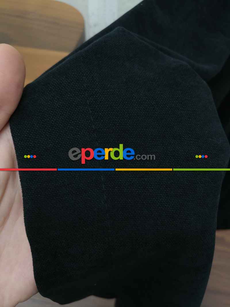 Siyah Düz Sade Mutfak Fon Perde Yan Kanat Perdesi- Siyah