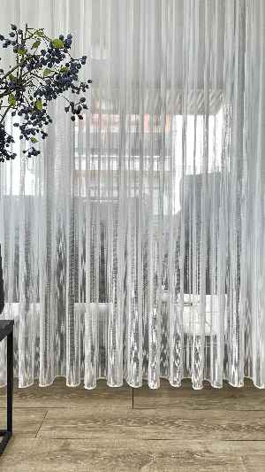 % 50 İndirimli Hazır Ölçü Düz Çizgili Tül - Ütü İstemez - Kurşunlu Tül