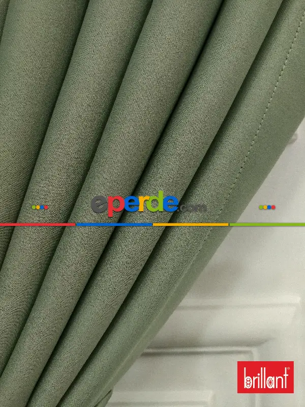 Yatak Odası - Brillant Karartma Blackout Su Yeşili Renk Fon Perde- Su Yeşili