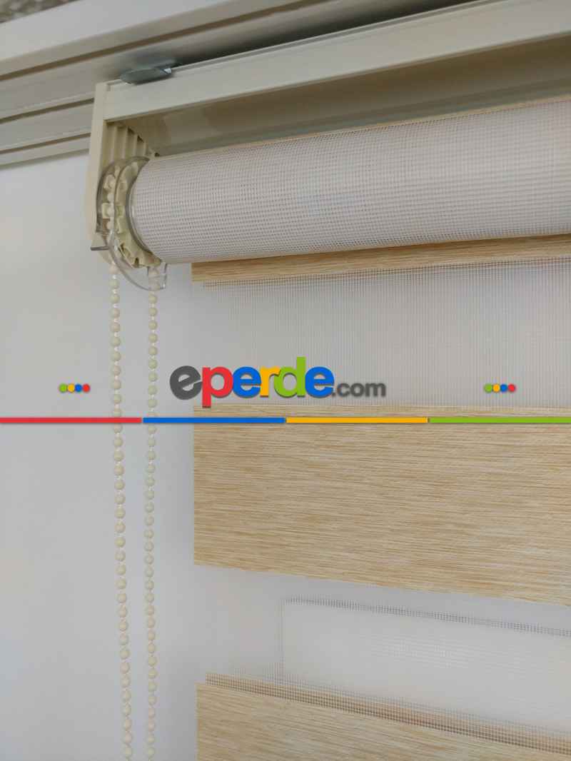 Sütlü Kahve Düz Bambu Zebra Perde (kalın Zeminli)- Sütlü Kahve