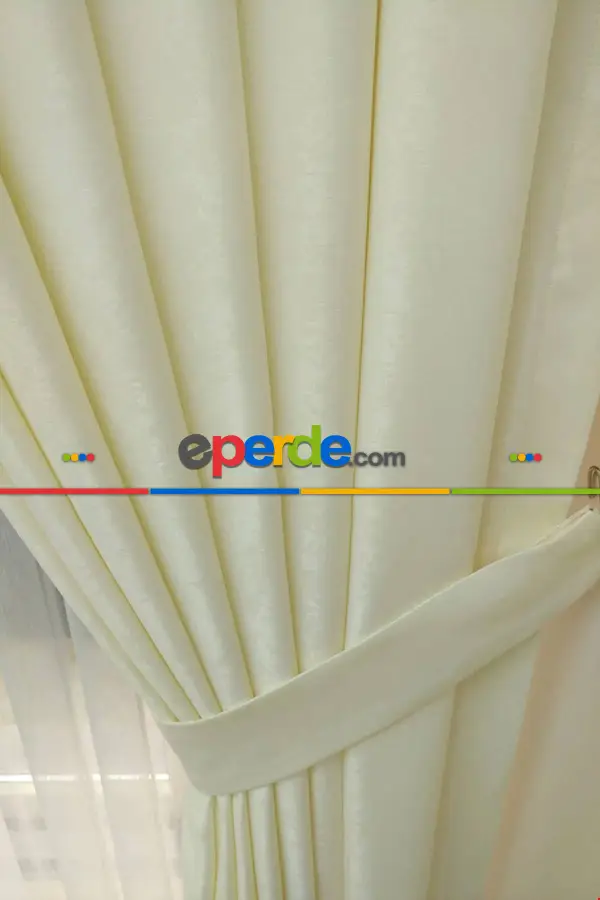 Yatak Odası - Soft Fon Perde Bej Kumaş Kanat Yan Perde- Bej