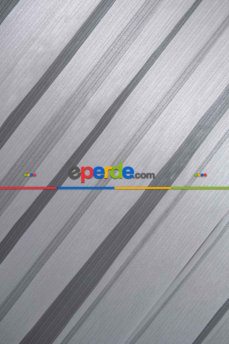 Çizgili Düz Tül Perde - Gümüş Simli Tül - Ütü İstemez - Kurşunlu Tül