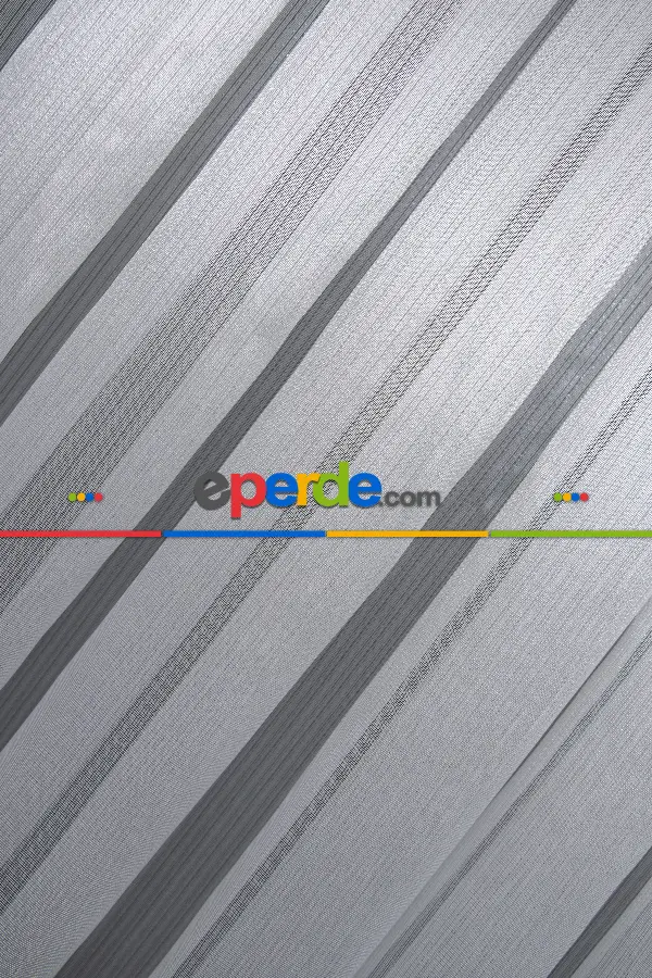 Çizgili Düz Tül Perde - Gümüş Simli Tül - Ütü İstemez - Kurşunlu Tül