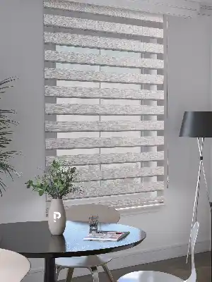 Açık Gri Renk Bambu Stor Zebra Perde Yüksek Kalite Alüminyum Kasa Soft Bamboo
