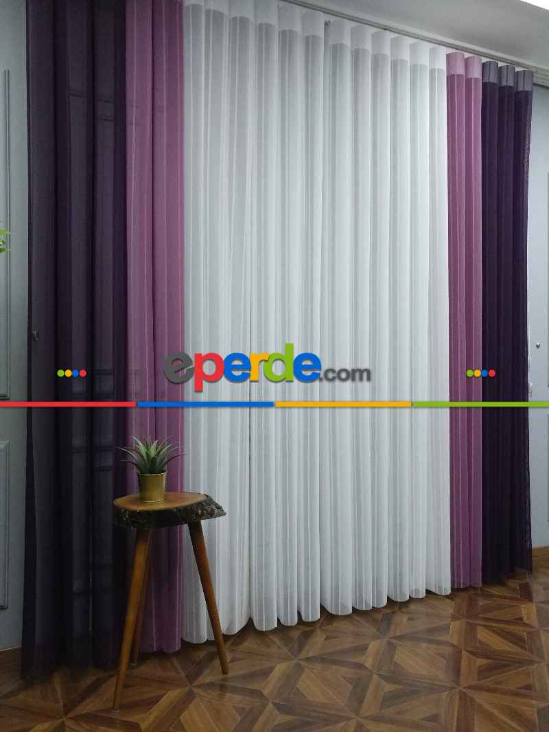 Yatak Odası - Lens Akıllı Dikey Tül Perde 116- Mürdüm-pembe Koyu