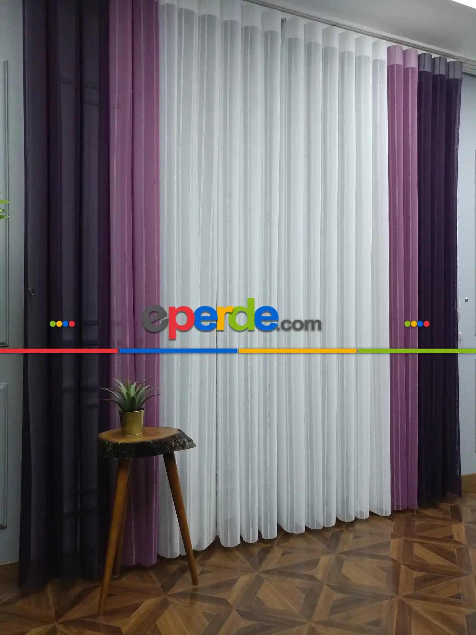 Lens Akıllı Dikey Tül Perde 116- Mürdüm-pembe Koyu