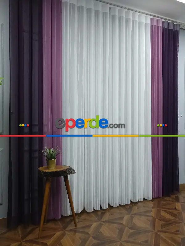 Lens Akıllı Dikey Tül Perde 116- Mürdüm-pembe Koyu