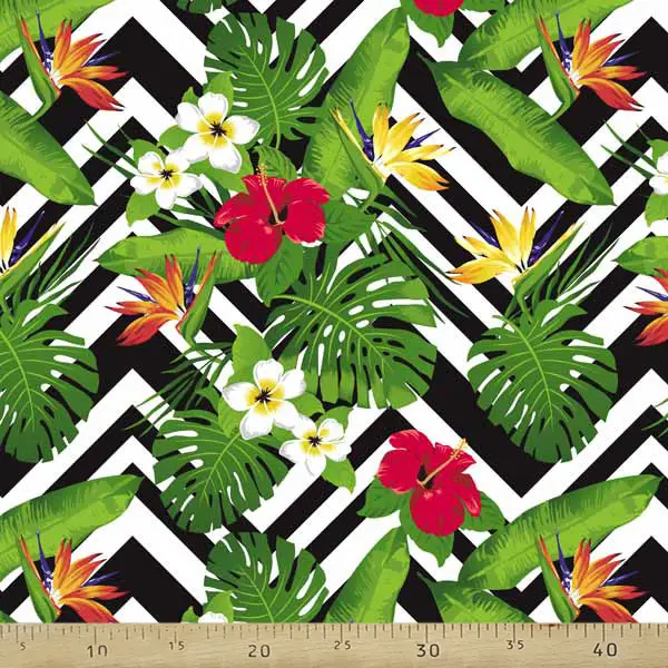 Tropikal Desenli Fon Perde K520 T - Kumaşı Kalındır Duck Bezi Değildir.- Yeşil-Çok Renkli