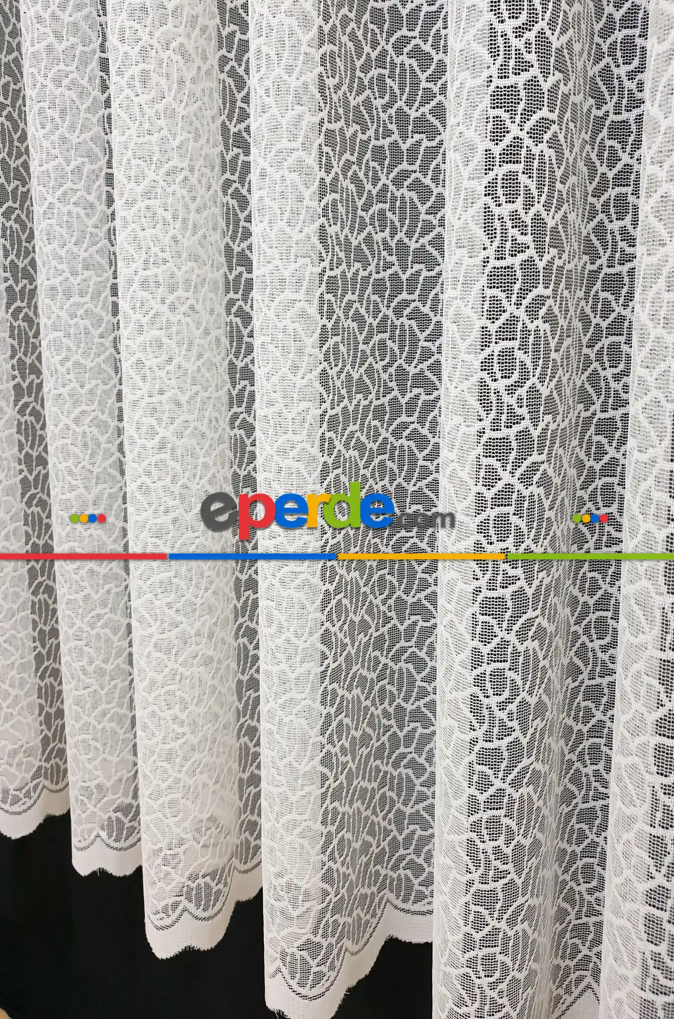 Arı Peteği Tül Perde- Beyaz