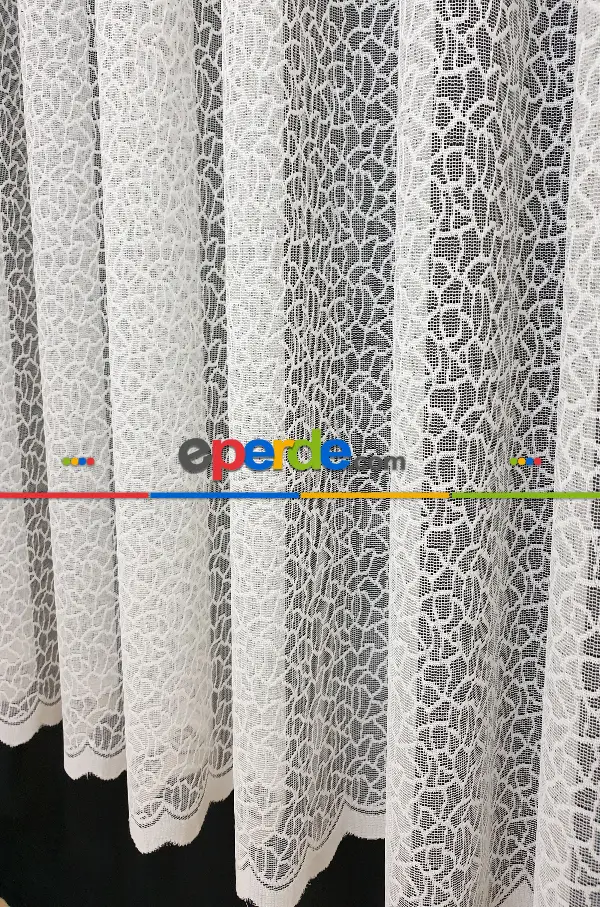 Arı Peteği Tül Perde- Beyaz