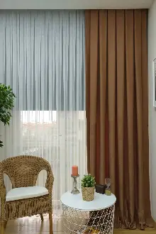Oturma Odası - Soft Fon Perde Kako- Kahve