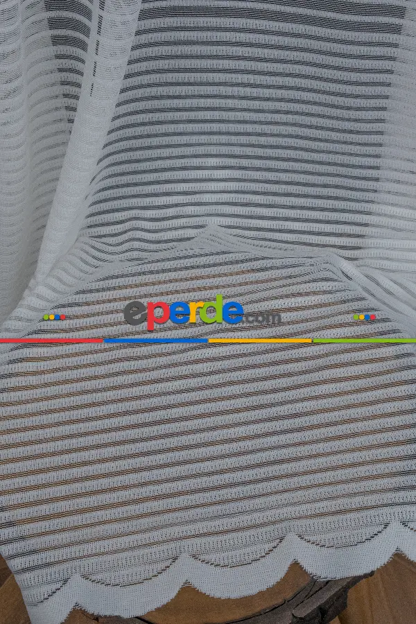 Mutfak - Yatay Bantlı Yeni Sezon Tül Perde