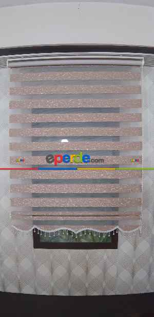 Salon Zebra Perde - Koyu Kahve Gümüş Simli Zebra Perde Yeni Sezon- Kahve Koyu