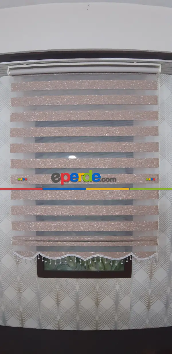 Koyu Kahve Gümüş Simli Zebra Perde Yeni Sezon- Kahve Koyu