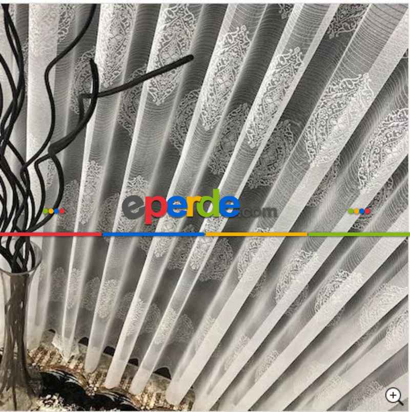 Serpme Damaks Desen Jakar Örme Tül