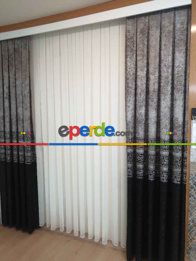 Brillant Fon Perde Fabric Model Siyah Renk Tasarım Fon Yan Kanat Perdesi