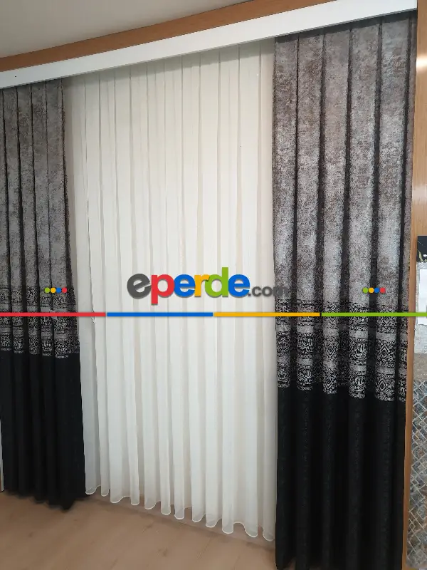 Brillant Fon Perde Fabric Model Siyah Renk Tasarım Fon Yan Kanat Perdesi