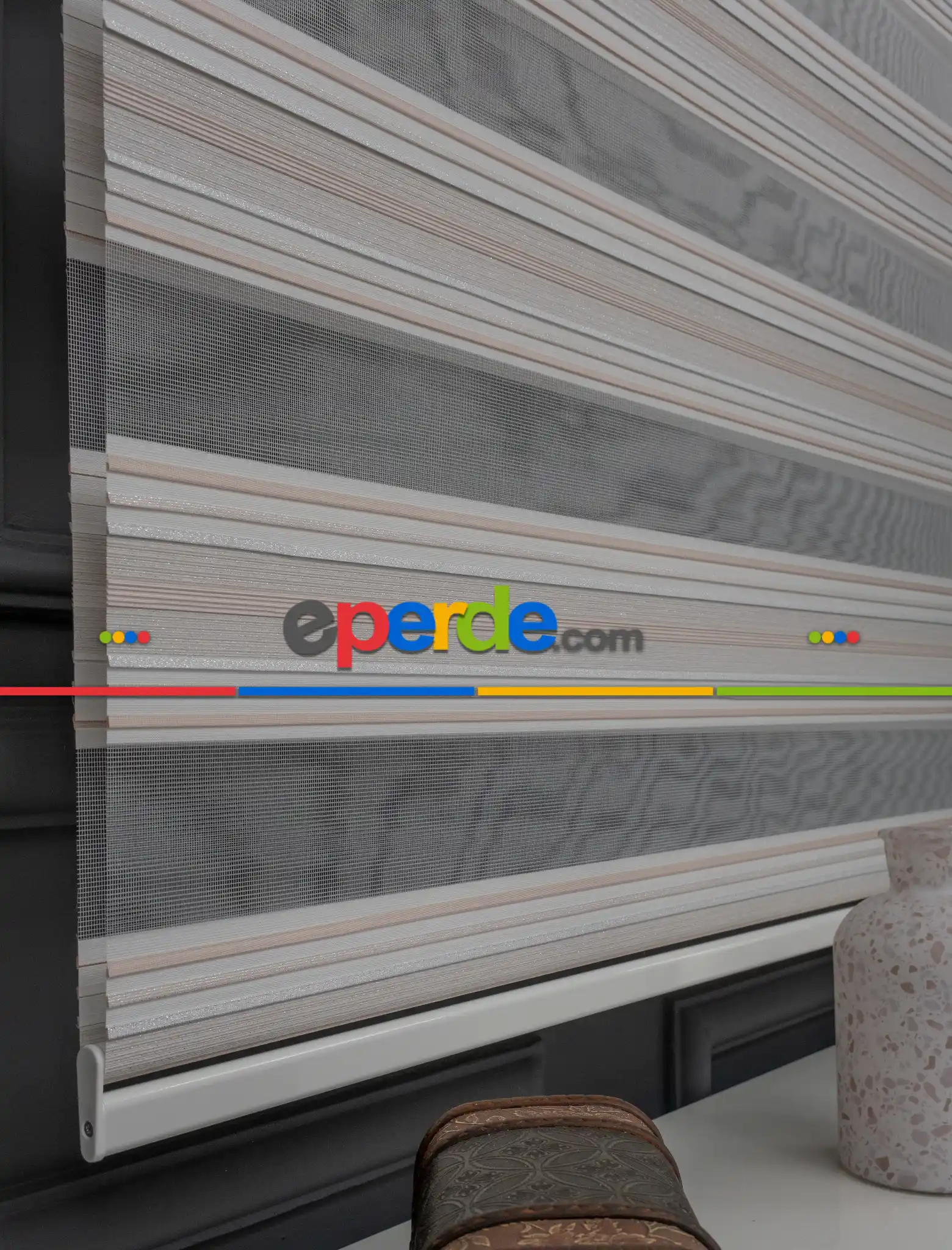 Zebra Perde - Gümüş Simli Pileli Zebra Perde - Renk Geçişli Zebra Perde