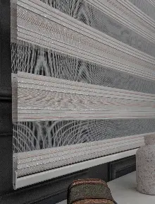 Genç Odası Zebra Perde - Gümüş Simli Pileli Zebra Perde - Renk Geçişli Zebra Perde