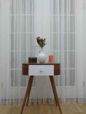 Grek Tül Perde - Petek Zemin (dökümlü) Ekru Renk Kırık Beyaz- Ekru - Kurşunlu Tül