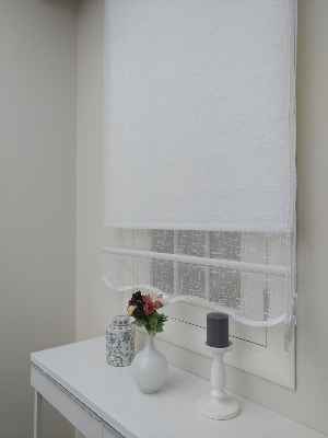 Mutfak Stor Perde - Çiftli Sistem İkili Tül Stor- Ekru