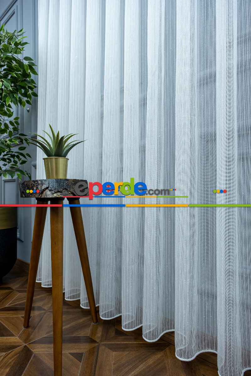 Mutfak - Makarna Çizgili Tül Perde 1.kalite