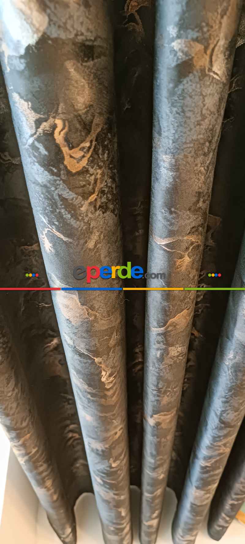 Oturma Odası - Modern Mermer Desenli Fon Perde İthal Kadife