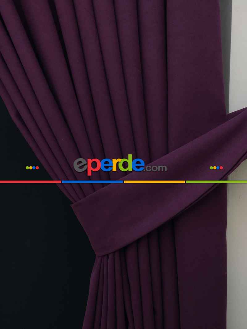 Düz Renk Dökümlü Fon Perde (150)- Mor