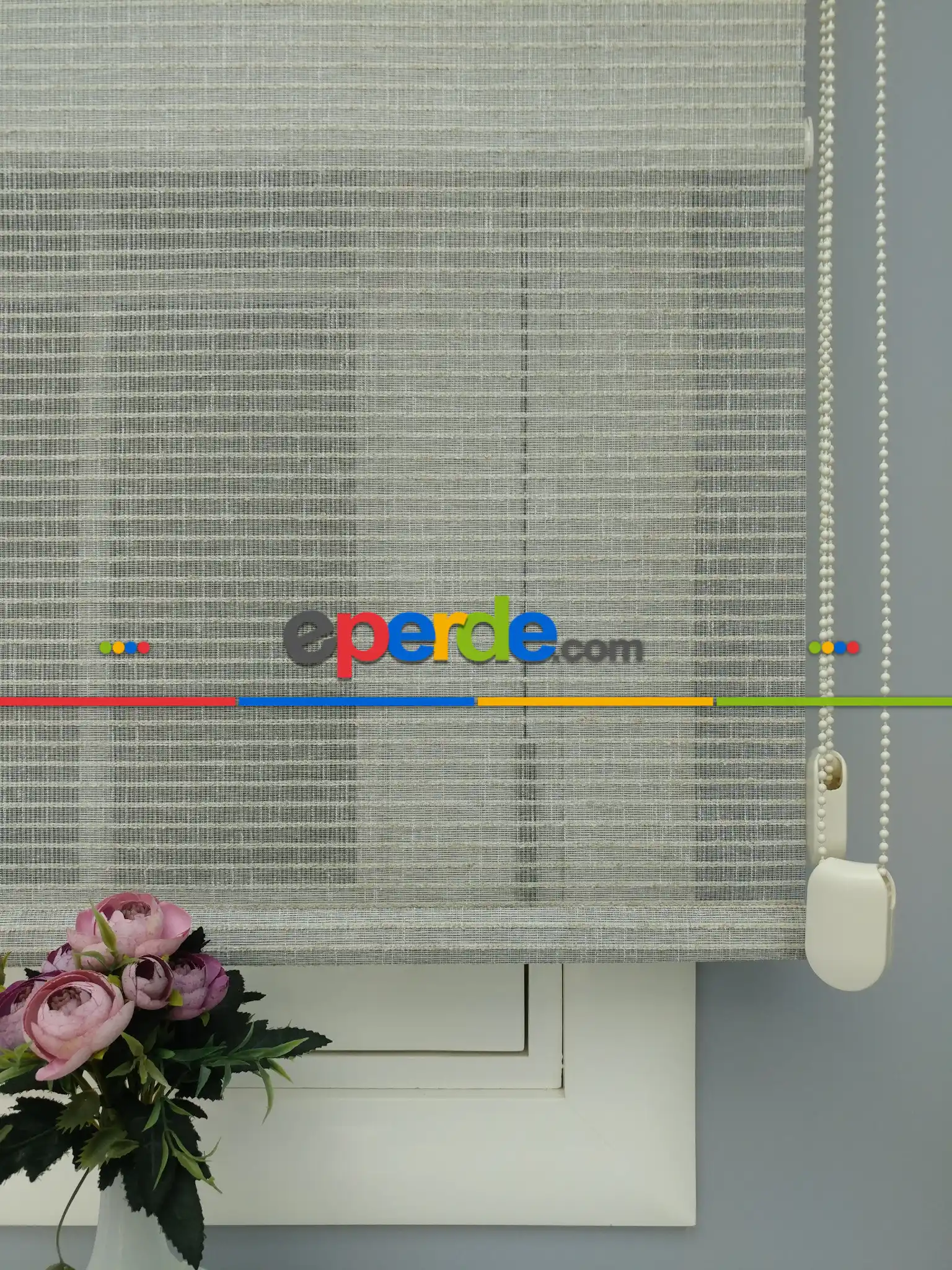 Çiftli Sistem Naturel Hasır Keten Tül Stor- Kum Beji