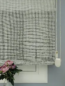 Çiftli Sistem Naturel Hasır Keten Tül Stor- Kum Beji