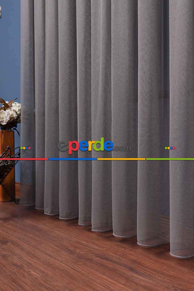 Antrasit Grek Tül Perde Petek Zemin