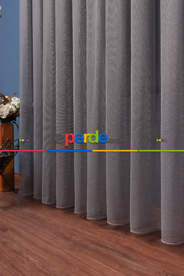 Salon - Antrasit Grek Tül Perde Petek Zemin