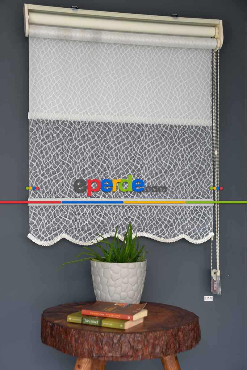 Halim Perdesan Dacuz-93 Beyaz Renk Etekli Veya Eteksiz Çift Mekanizmalı Tül Stor Perde