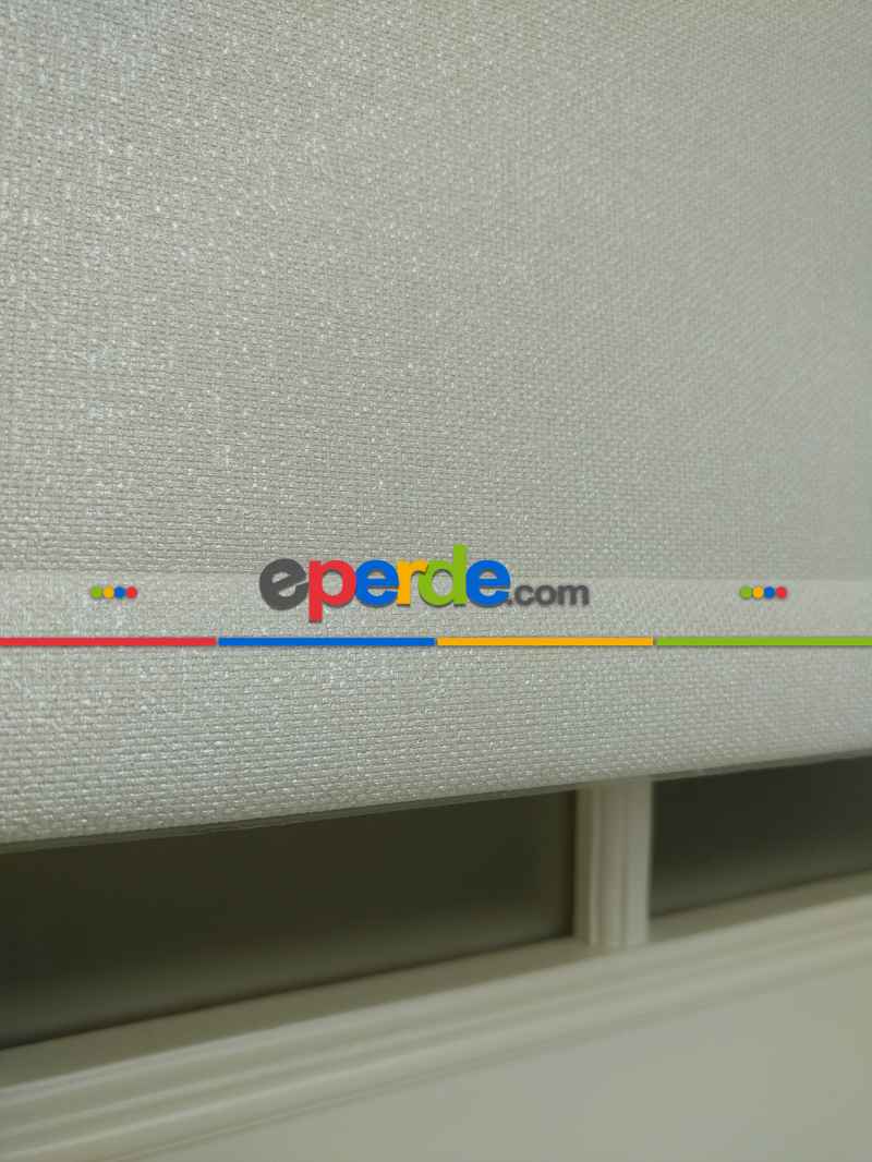 Mutfak Stor - Stor Perde Pastel Simli Serisi (pvc Kaplama) Kalın Dokulu- Krem İnci