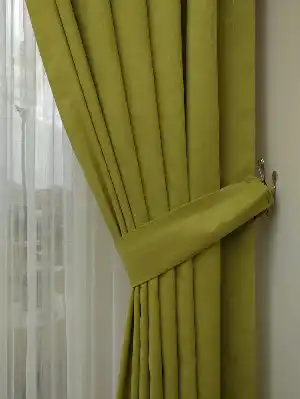 Fıstık Yeşil Düz Fon Perde 180cm En- Fıstık Yeşili