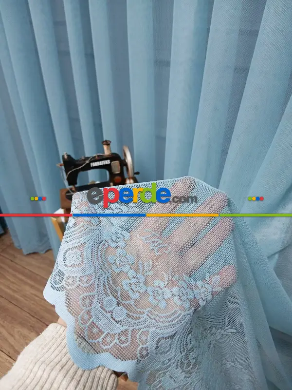 Taç Cemre Düz Örme Mint Tül Perde