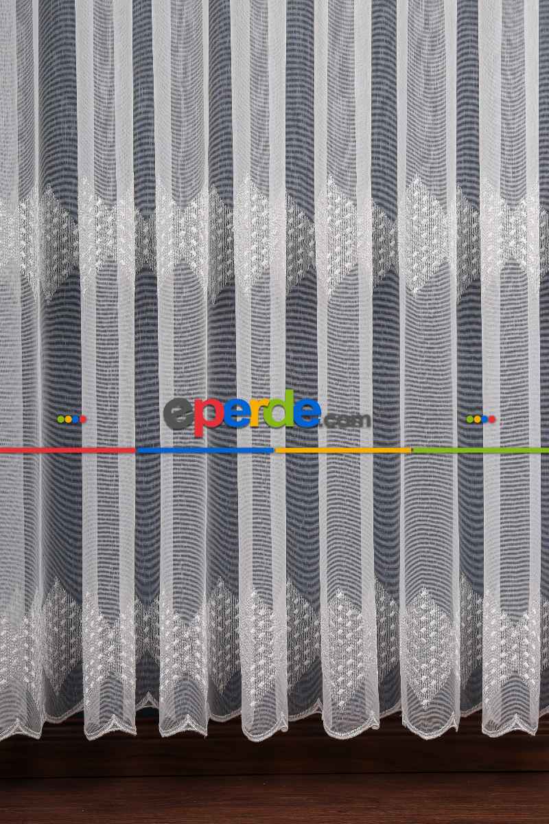 Salon Tül - Yaprak Tt Zemin Brode Nakış İşlemeli Tül Perde