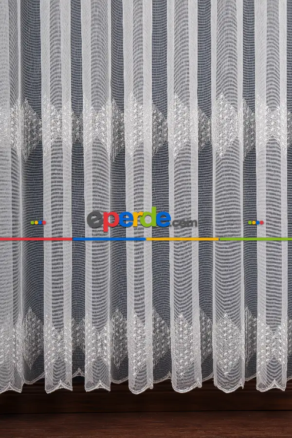 Yaprak Tt Zemin Brode Nakış İşlemeli Tül Perde