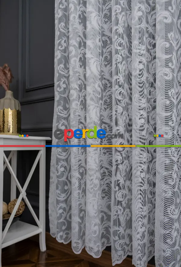 Taç Perde Şal Desen Kırışmaz Tasarım Tül Perde Modelleri